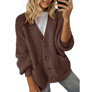 Chunky Knit Open Front Long Sleeve Cardigan Sweater Coat Outerwear
